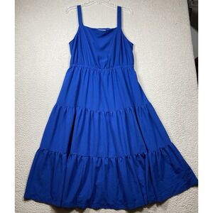 Ava & Viv Midi Sun Dress Women's Plus X Royal Blue Tiered Full Peasant Festival‎